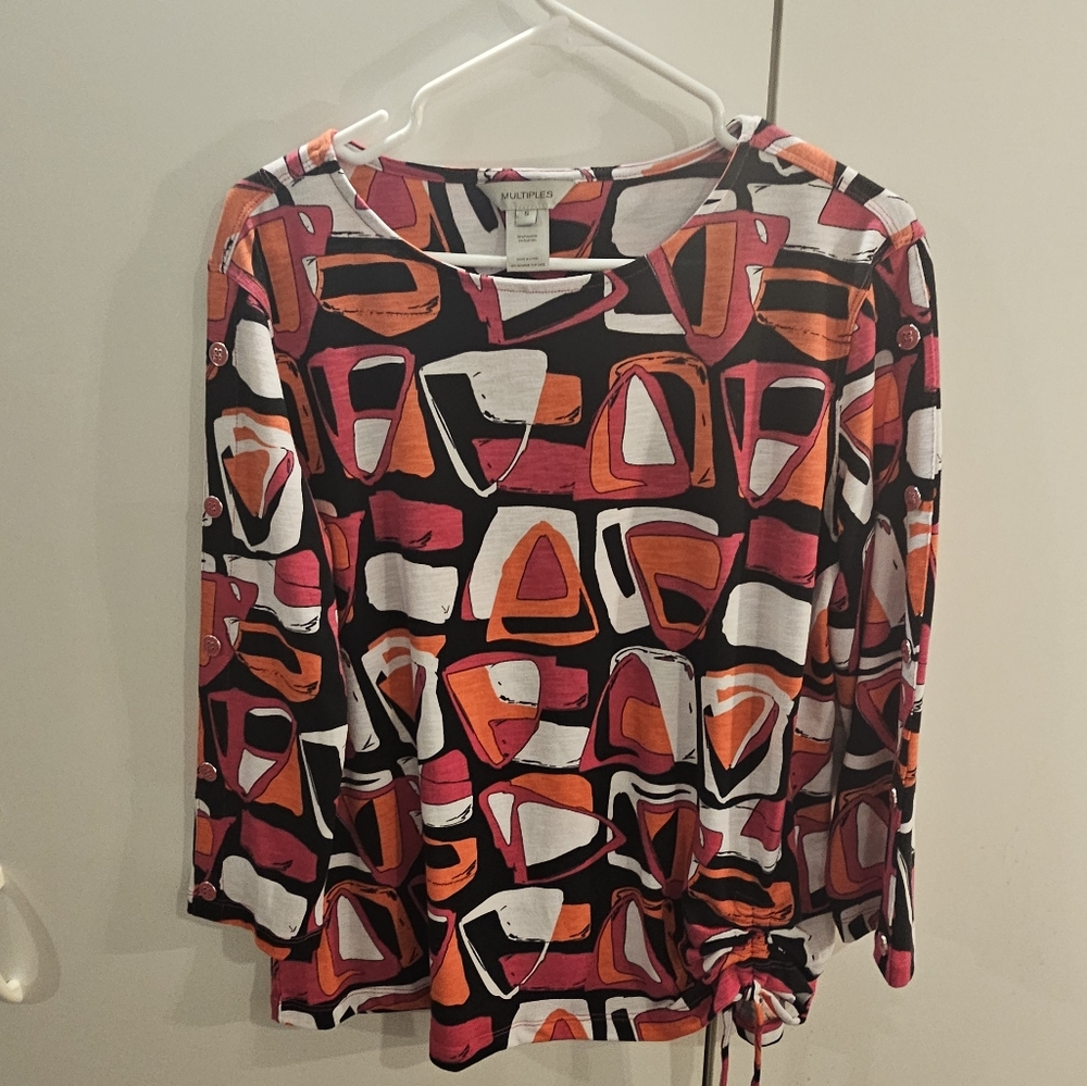 Multiples Womans Small Pink/Orange Long Sleeve Blouse